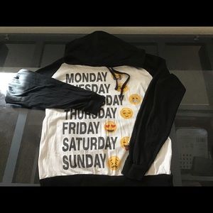 On fire black and white medium hoodie with emojis